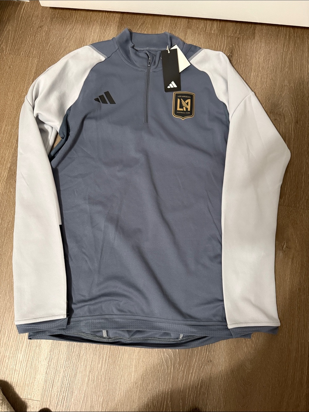 Adidas LAFC Half-Zip Pullover in Slate Blue and Light Gray